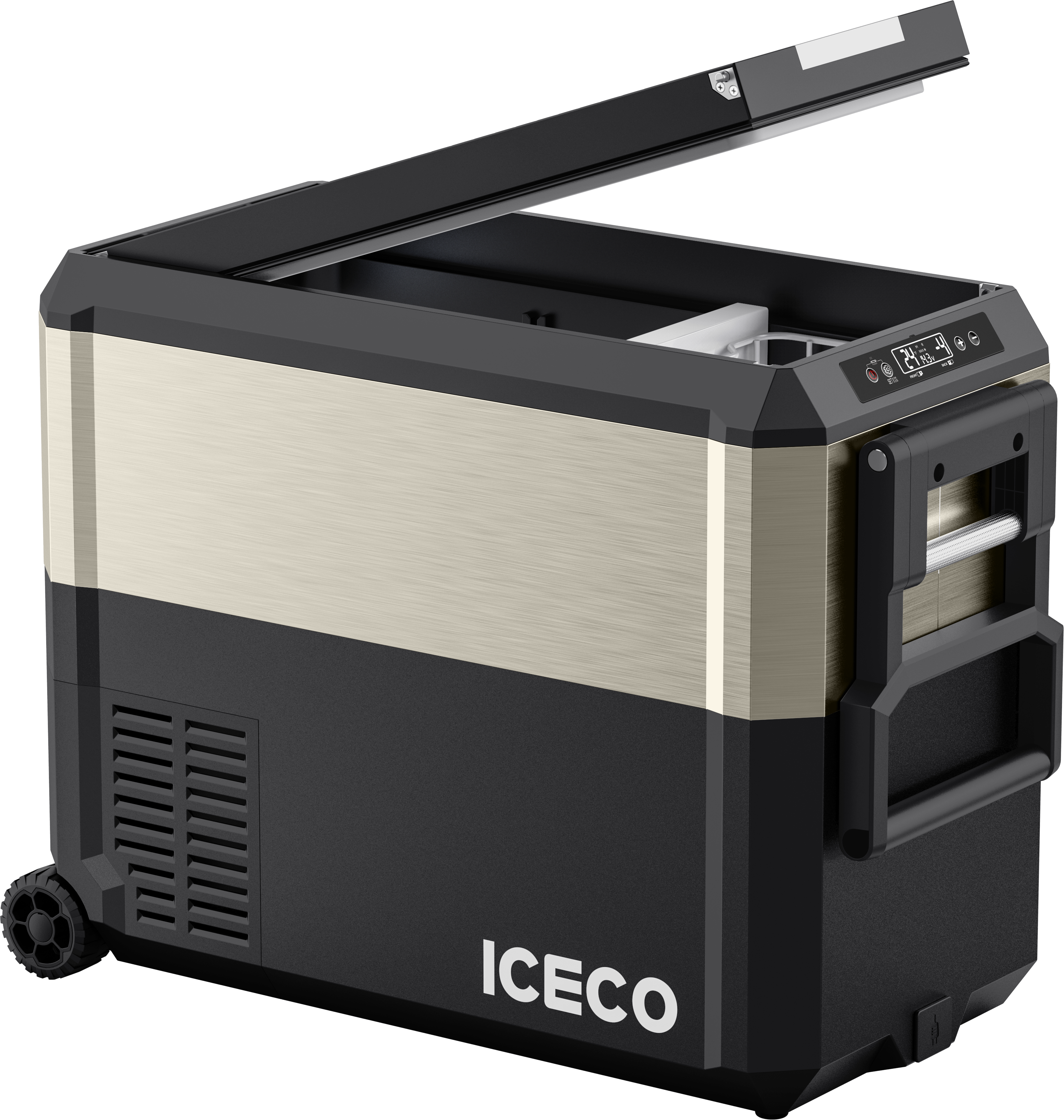 JP50 Pro Dual Zone Wheeled Portable Freezer With Cover - Gold | ICECO | 50 LT