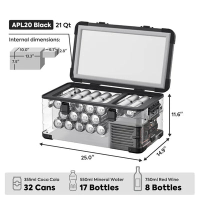 APL20 Light Duty Aluminum Black Freezer Single Zone | ICECO | 20 LT